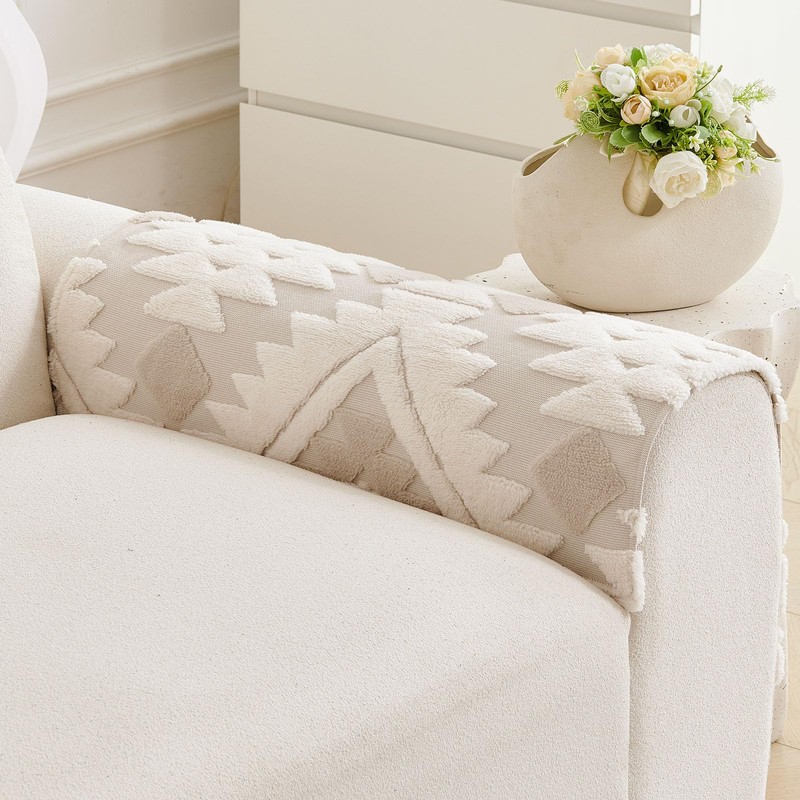 XSlive Boho Plush Couch Covers for Sofa Washable, Fuzzy Soft