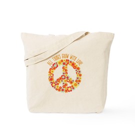CafePress All Things Grow With Love Tote Bag Reusable Natural Beige Canvas Shopping Bag