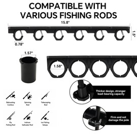 HITORHIKE Heavy Duty Fishing Rod Storage Rack, Wall/Ceiling Mount Vertical Pole Holder, Garage Fishing Pole Organizer for Gifts(Black-1pack)