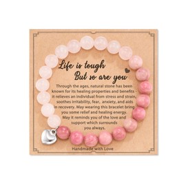 Roe Dolph Get Well Soon Gifts for Women Healing Crystal Beaded Bracelet Life is Tough But So are You Bracelet Inspirational Bracelet Love Gifts