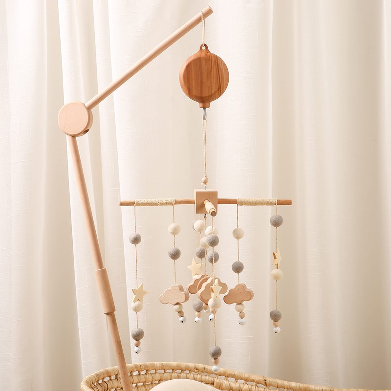 HI BABY MONMENT Baby Crib Mobile Music Box, Rotary Mobile