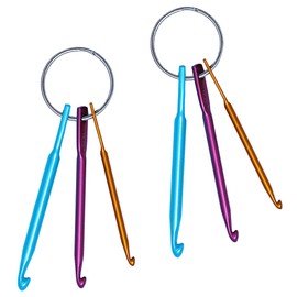 2 Pack Crochet Hook Sets Keychain Mini Key Chain Aluminum Crochet Hooks Knitting Needle Tools for Travel Outdoor(3/4/5mm)