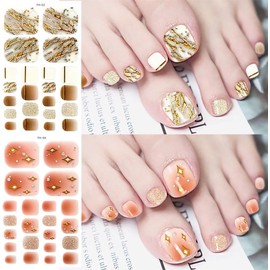 8 Sheets Marble Toe Nail Wraps for Short Nails Rainbow Gel Nail Strips Self-Adhesive Star Toenail Decals Line Marble Designs Nail Polish Stickers Black Green Pink Brown Toe Nail Strips Manicure…