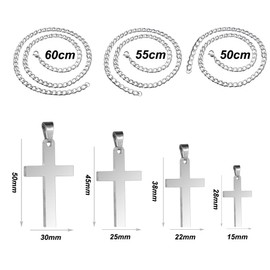 Zinvefa Men's Stainless Steel Cross Pendant Necklace Silver / Black / Gold Pendant 15 x 28 mm - 50 x 30 mm, Stainless Steel