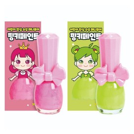 I'm Pinky Pinky Paint Children's Nail Polish 9ml x 2 types set, neon pink, neon green, 1 set / 아임핑키 핑키페인트 어린이 매니큐어 9ml x 2종 세트, 네온핑크, 네온그린, 1세트