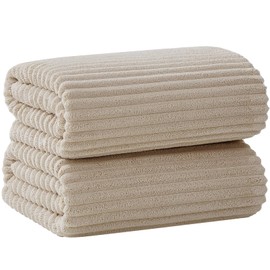 NALIVO Oversized Bath Sheets 40x80 Inches Extra Large Bath Towels for Adults Super Soft Quick Dry Highly Absobent Microfiber Shower Towels for Bathroom, Pool, Gym, Yoga Towel (Beige, 2Piece)