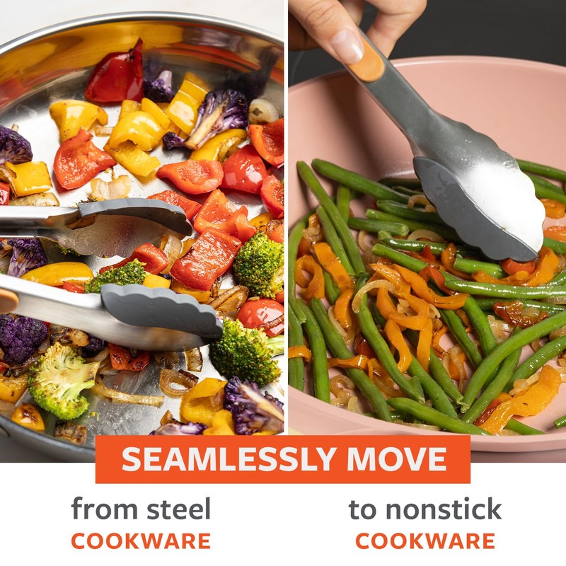 Full Circle 2-in-1 Cooking Tongs, 9-Inch – Dual-Sided Silicone &