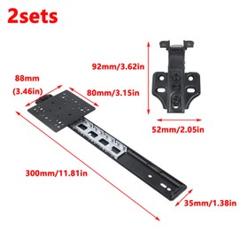 Antrader Pocket Door Slides,2Pcs Cabinet Pocket Door Hardware Sliding Hidden Door Track with Hinges, Black (300mm/11.81inch)
