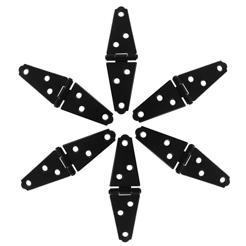 Piutouyar 6 Pcs Heavy Duty Black Iron Strap Hinges, 2