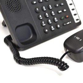 kenable Telephone Handset Coiled RJ10 Plug to RJ10 Plug Cable Lead Black 2m [2 metres]