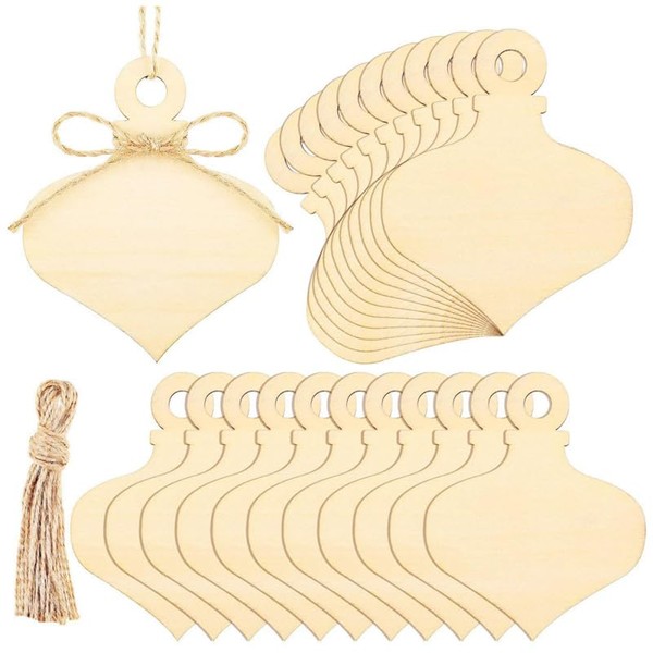 RORPOIR 40pcs Christmas DIY Wooden Light Bulb Cutouts Blank Wooden