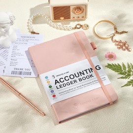 Accounting Ledger Book – Accounting Book for Small Businesses & Personal Use – Columnar Account Book Ledger Books for Bookkeeping, Tracking Money, Expenses, Deposits & Balance – 5.8x8.5″ (Pink)