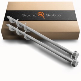 GROUNDGRABBA Ground Anchor Screw Kit - 2X 1 Ft Ground Anchors Heavy Duty for High Winds | Ground Anchor Kit for Swing Sets | Screw in Anchor for Pop-Up Canopy, Tents and More