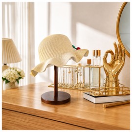 Wood Hat Display Stand for Storage – Rustic Multi-Use Holder for Hats, Wigs, Helmets & Jewelry in Wardrobe Organization
