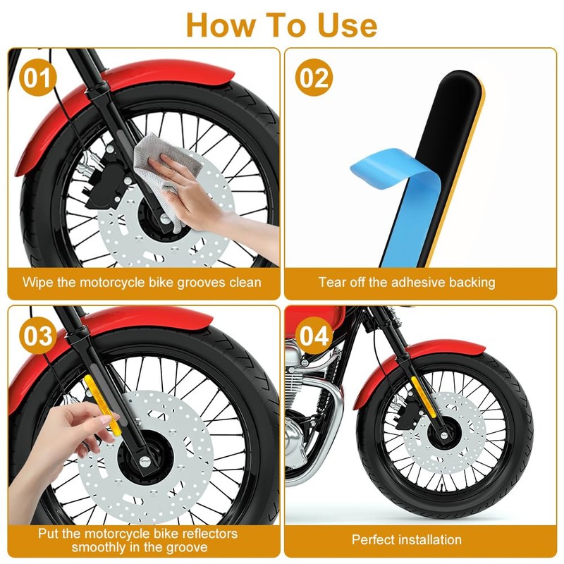 AYBUY 2Pcs Motorcycle Reflectors, Stick-on Rectangular Safety Reflector, Strong Reflective