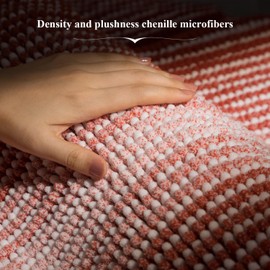 Bathroom Rugs and Mats Sets, 2 Piece Thick Absorbent Chenille Bath Mat Rug Set Non Slip, Soft Shaggy Bath Room Floor Mats for Bathroom, Machine Washable (Sunset Orange, 20" x 47" Plus 16" x 24")