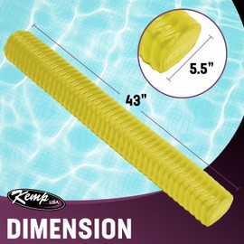 Kemp USA Pool Noodle, 3.5' UV-Resistant Swimming Pool Float for Kids & Adults, Non-Slip Ribbed Texture, Comfortable Body-Conforming Foam Design, Yellow