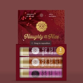 Holiday Lip Balm Set: All-Natural Shea Butter, Beeswax, Coconut Oil, & Vitamin E Infused Lip Care (3 Pack, Naughty or Nice)