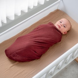 Comfy Cubs Muslin Swaddle Blankets Neutral Receiving Blanket Swaddling, Wrap for Boys and Girls, Baby Essentials, Registry & Gift (Wine)
