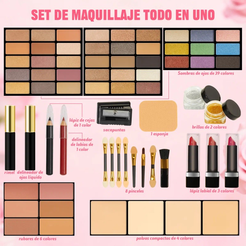 Traje De Maquillaje Femenino 132 Piezas Y Estuche