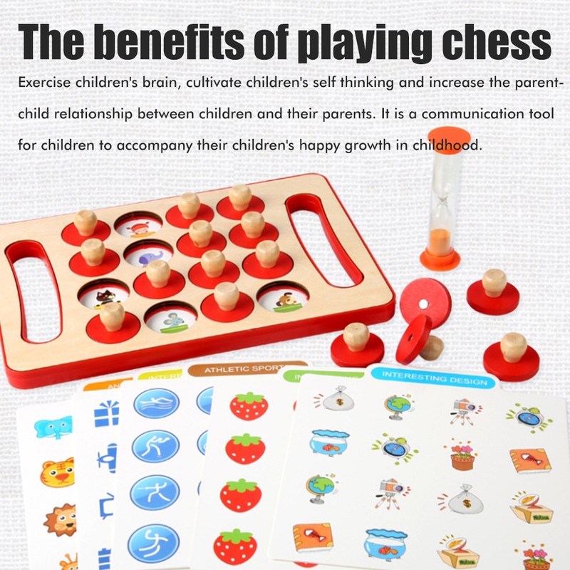 Children Wooden Memory Matching Game with Double Sided Cards Interactive