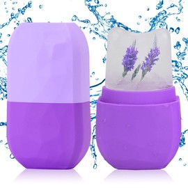 2 Pack Ice Roller for Face and Eye, Ice Face Roller Facial Beauty Ice Roller Skin Care Tools, Ice Facial Roller Gua Sha Face Massage, Silicone Ice Mould for Face Beauty Remove Fine Lines (Purple)