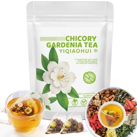 Chicory Gardenia Tea for Blood Sugar Support & Healthy Digestion | 30 Bags of Herbal Tea| 10-Ingredient Blend with Chicory, Gardenia, Dandelion, Goji & Chrysanthemum | Supports Liver & Eye Health | Sugar Free, Caffeine Free, Vegan