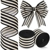 Moukeren 2 Rolls Black and Cream White Stripe Wired Edge