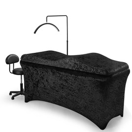 Shiny Curvy Lash Bed Foam Topper and Table Cover Set, High Density Foam Soft Support Neck Leg Back, Contour Design for Body Massage Table Topper