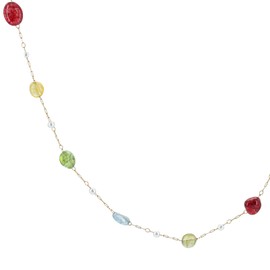 JUN MEIR'S 18K Gold Plated Charm Necklace for Women,Colorful Nature Stone Chain, Birthday Anniversary Jewelry Gifts for Wife, Mom, Best Friend