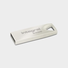 Integral 64GB USB Memory 2.0 Flash Drive Arc with Metal Case for Key Rings, a Stylish and Elegant Solution to Transfer and Back Up Your Files