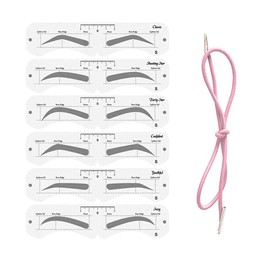 Eyebrow Stamp Waterproof Grey/Black with 6 Eyebrow Stencils, Reusable Makeup Brow Powder Stencil Kit, Eyebrow Stamp and Shape Set, Eyebrow Definer, Women Makeup Tools