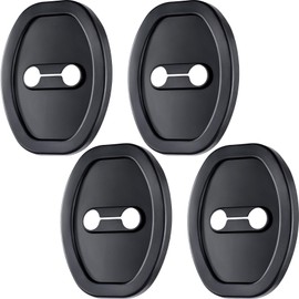 YALOJE 4pcs Car Door Latch Protective Cover, Silicone Car Door Lock Guard Cover Strike Protector, Universal Sound Dampening Pad Automotive Interior Exterior Accessories - Black