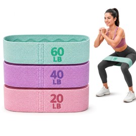 3 Pack Fabric Resistance Bands, 3 Resistance Levels (20lb, 40lb, 60lb) Non Slip Glute Bands, Wide Hip Resistance Bands with Storage Bag for Glutes, Hips, Legs, Pilates, Yoga and Home Workouts