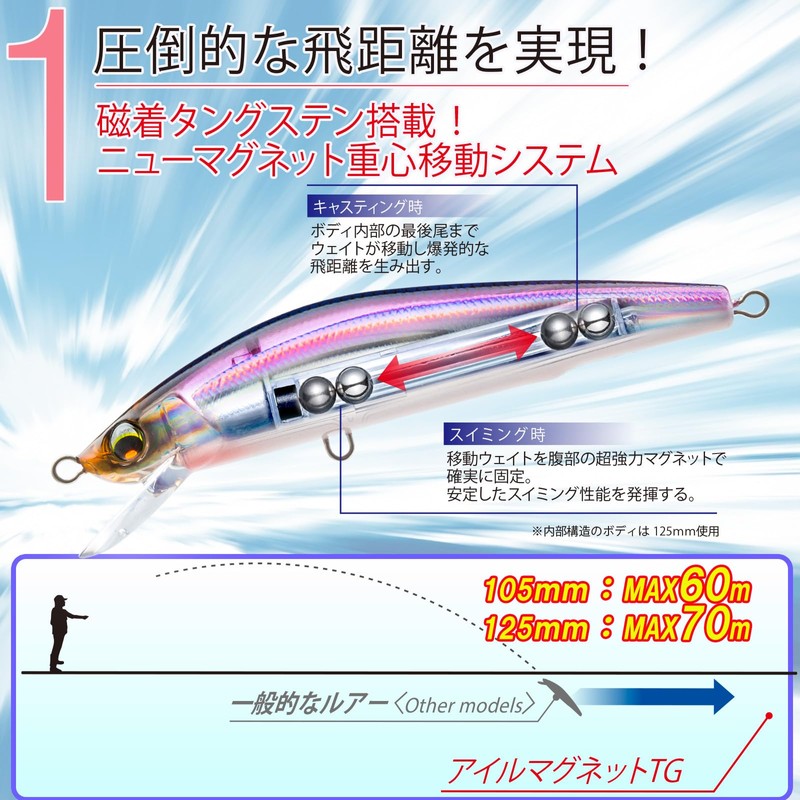 DUEL(デュエル) Isle Magnet TG Minnow 105F 105mm Floating Matte Chartreuse