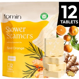 Fomin Aromatherapy Shower Steamers - Spiced Orange –12 Count Shower Tablets with Essential Oils for Relaxation, Energy & Stress Relief | Self-Care Gift for Women & Men, Spa-Like Experience at Home