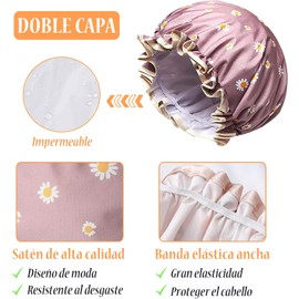 Gorros para Regadera, 3 Piezas, Ajustable, Impermeable, Mujer Reutilizable, Doble Capa, Para Bañarse, Para Belleza del Cabello, Para Dormir