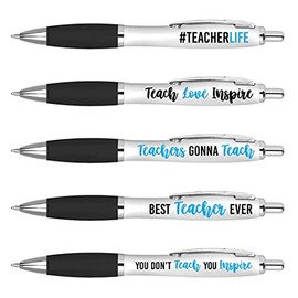 DV DESIGN 5 x Funny Teacher Pens - School Teaching Teach Quotes Office Secret Santa #75722