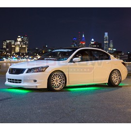 LEDGlow 4pc Green Slimline LED Underbody Underglow Accent Neon Lighting Kit for Cars - Solid Color Illumination - Water Resistant, Low Profile Tubes - Included Power Switch Turns Lights On & Off