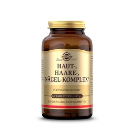 SOLGAR SOLGAR? Haut-, Haare-, N?gel-Komplex | mit MSM, Rotalge, Vitamin C, Lysin, Prolin, Zink & Kupfer fr Haare, Haut und N?gel | Einzigartige Formel mit patentiertem OptiMSM? | 60 Tabletten