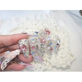  0822Cherry Blossom Swag Nail Queen Handmade Nail Tips ✨ - Short Round Square /  0822벚꽃스와네일퀸 수제네일팁 ✨ - 숏라운드스퀘어