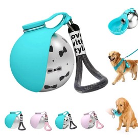 Botella de Agua para Perro 2 en 1, Bebedero Portátil para Perro de Acero Inoxidable 304, Foldable Pet Water Bottle, Plegable a Prueba de Fugas, 10 Oz 