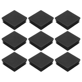uxcell 9Pcs Square Plastic Plug Insert, 1.77" x 1.77" Black Plastic Plugs End Cap Tube Cover for 38-43mm Inner Size Metal Pipe Post Furniture Chair Legs