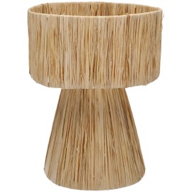 GURU SHOP Florida 2 Table Lamp/Table Lamp Handmade from Natural Material Cream White Raffia 42 x 30 x 30 cm Table Lamps Made of Natural Materials