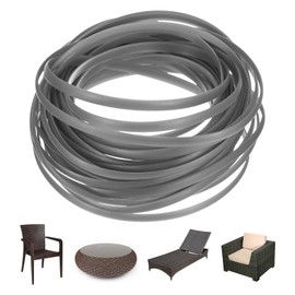 M METERXITY 1-Pack Wicker Repair Kit, 5mm x 33ft/10m Plastic Flat Rattan Replacement Supplies for Patio Furniture Repair/Basket Making/Chair Weaving, Synthetic Woven Rattan [Light Gray]