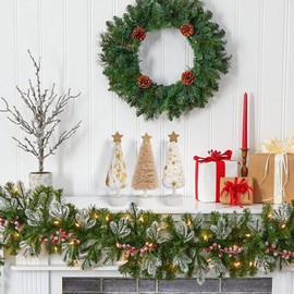 Christmas Decorations Indoor 3 x Wooden Christmas Tree with Plush Christmas Decorations for Home Farmhouse Rustic Shiny Sign Shelf Coat Fireplace Table Windowsill Party Decor Gift