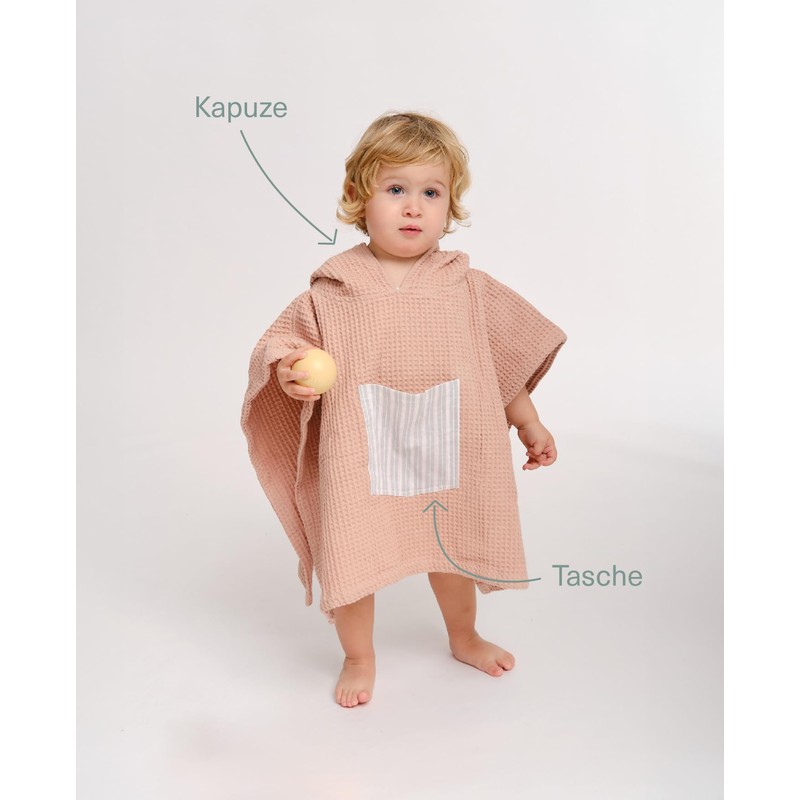 molis&co. Bath Poncho for Children Aged 3-4 Years Stripes. Hooded