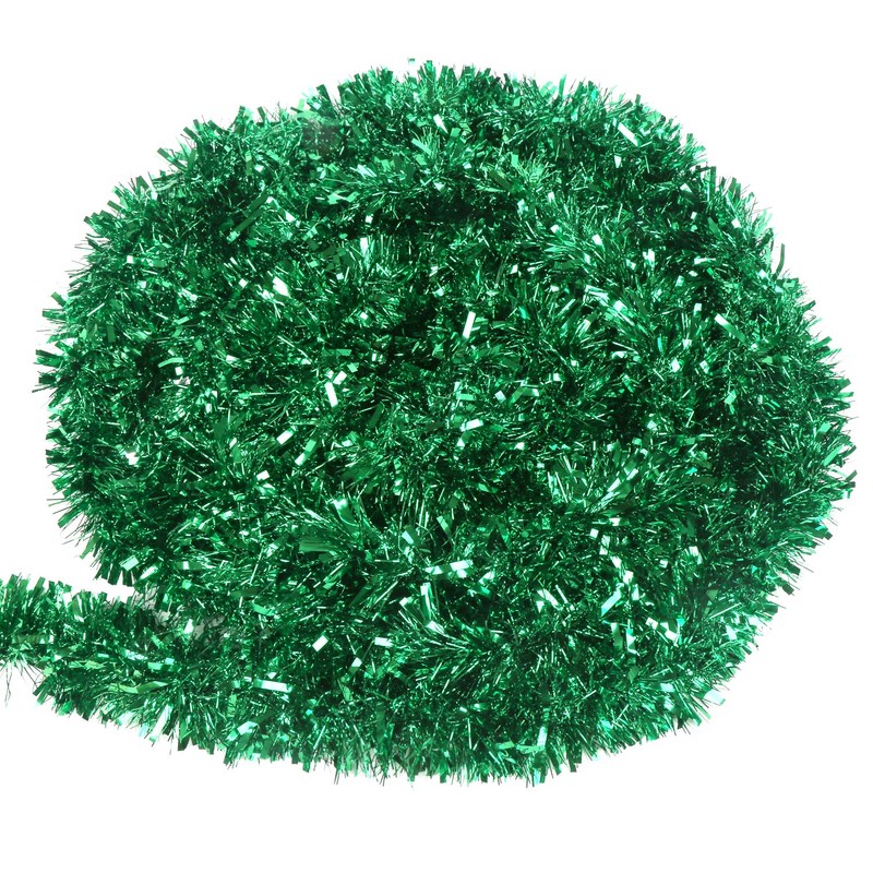 DIYASY 6M Green Christmas Chunky Tinsel Garland Decorations for Christmas
