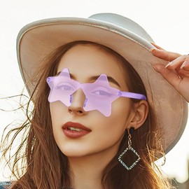 NUOLUX Star Shaped Sunglasses, Rimless Sunglasses, Set of 14, Party Glasses, Transparent, Colorful, Fun Glasses, For Photography, Cultural Festivals, Sports Festivals, Halloween, Christmas, Music Festivals, Beach, Pool, Sea Bathing, Events, Goods, Cospla
