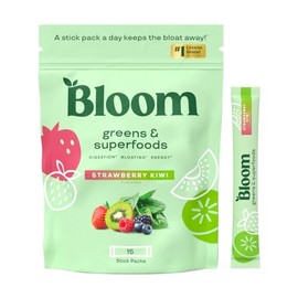 Bloom Nutrition Greens and Superfoods Powder Packets for Digestive Health, Greens Powder, Digestive Enzymes, Probiotics, Spirulina, Chlorella for Bloa